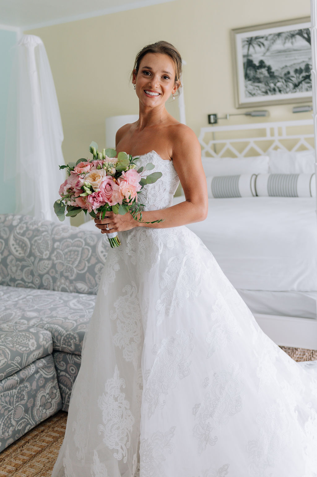 Bride with her wedding hair and makeup